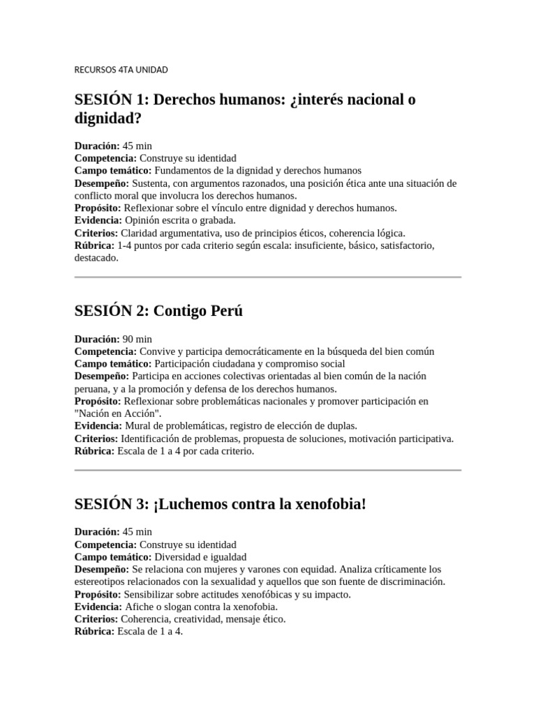 Recursos 4ta Unidad | PDF | Derechos humanos | Inclusión (Educación)