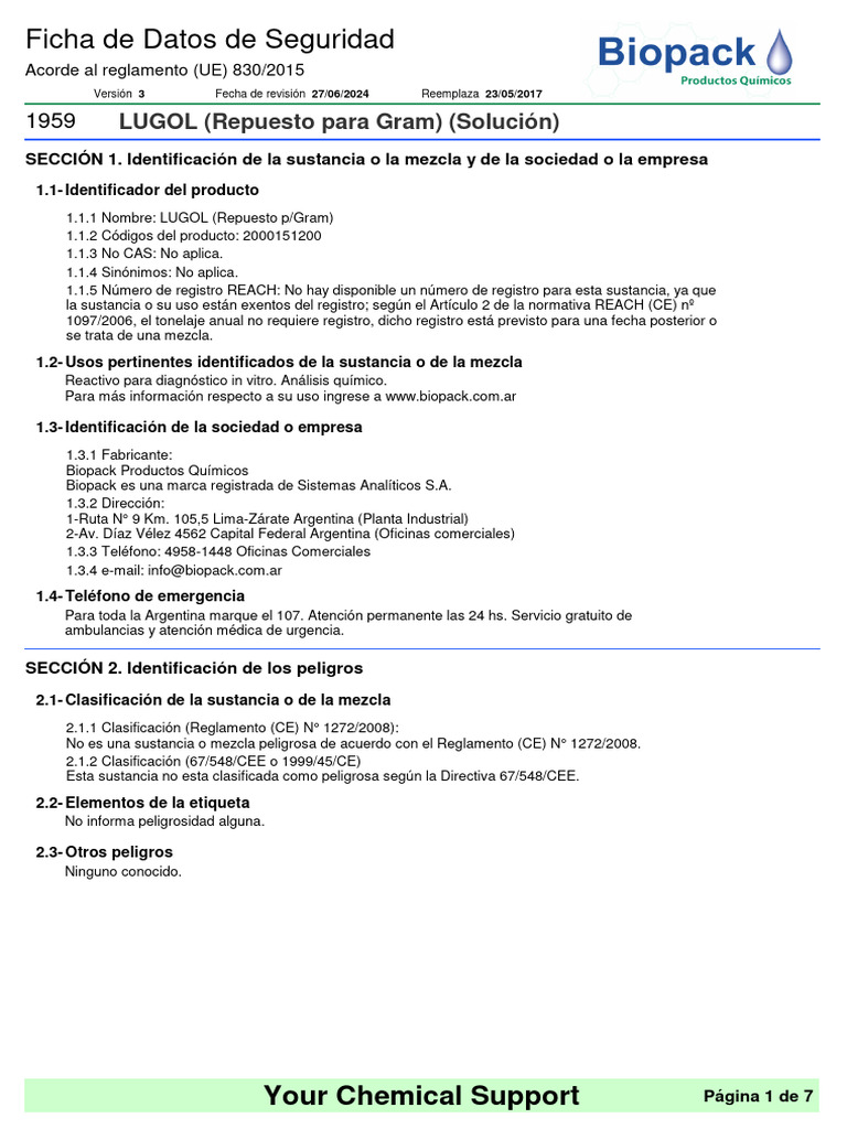 Lugol (Rep P Gram) | PDF | Agua | Residuos