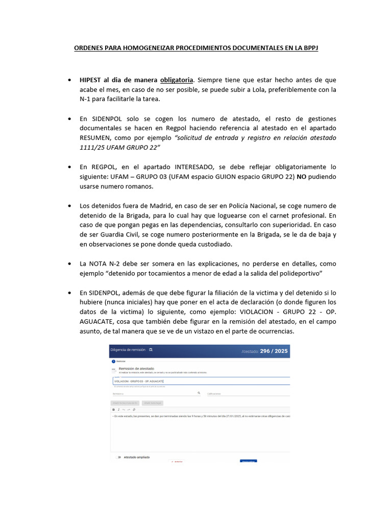 Ordenes para Homogeneizar Procedimientos Documentales en La BPPJ G-22 | PDF