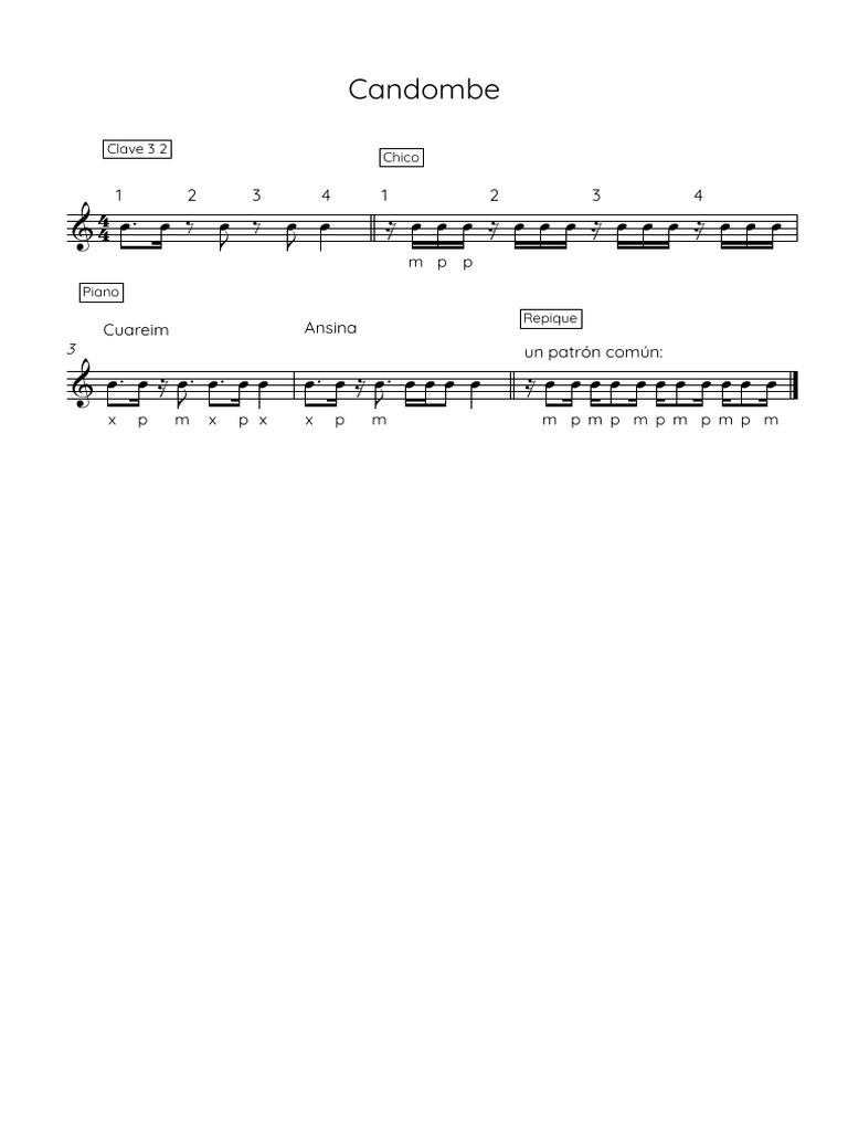 Partitura de Candombe pour Piano | PDF