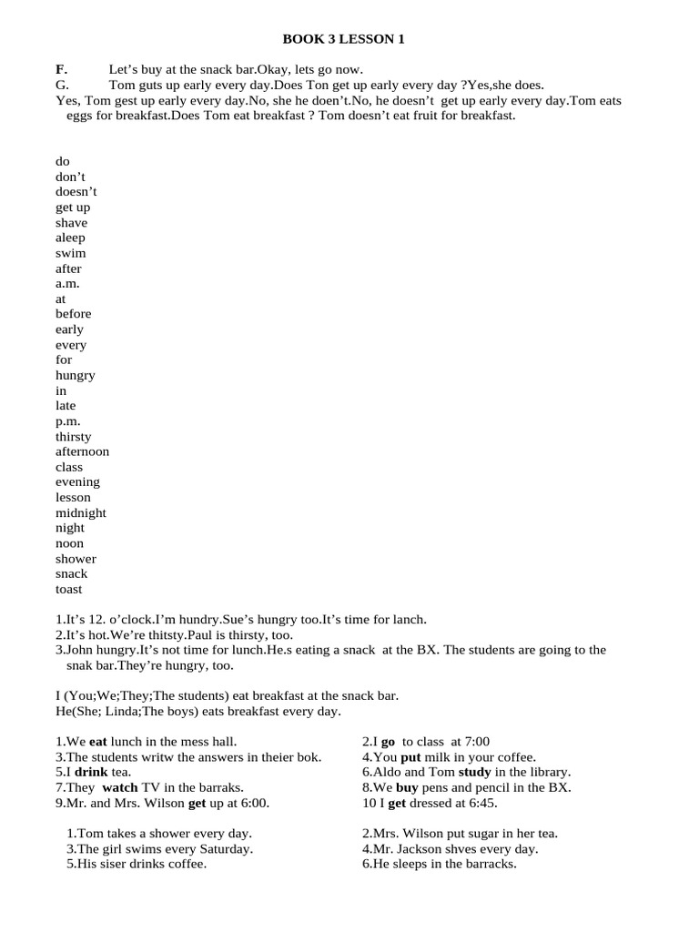 Grammar Check: Daily Routines | PDF
