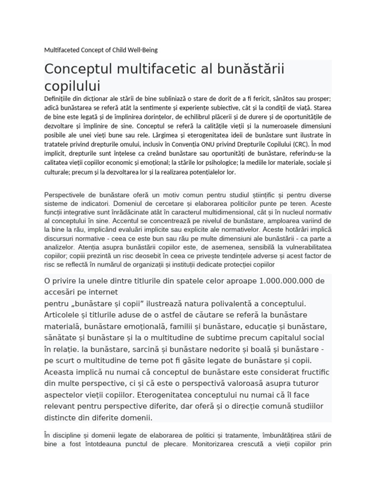 Multifaceted Concept of Child Well | PDF