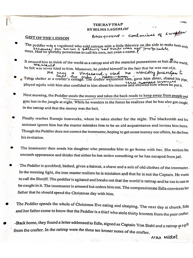Short Notes (The Rat Trap) | PDF