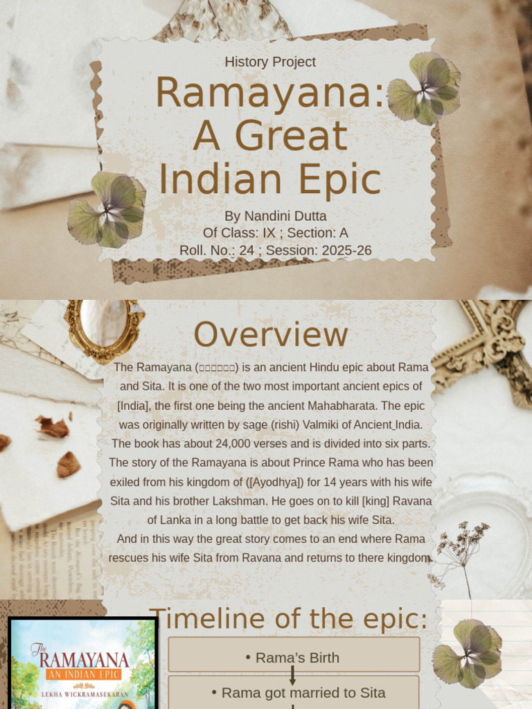 History Project On The Epic Ramayana - Choladeck | PDF