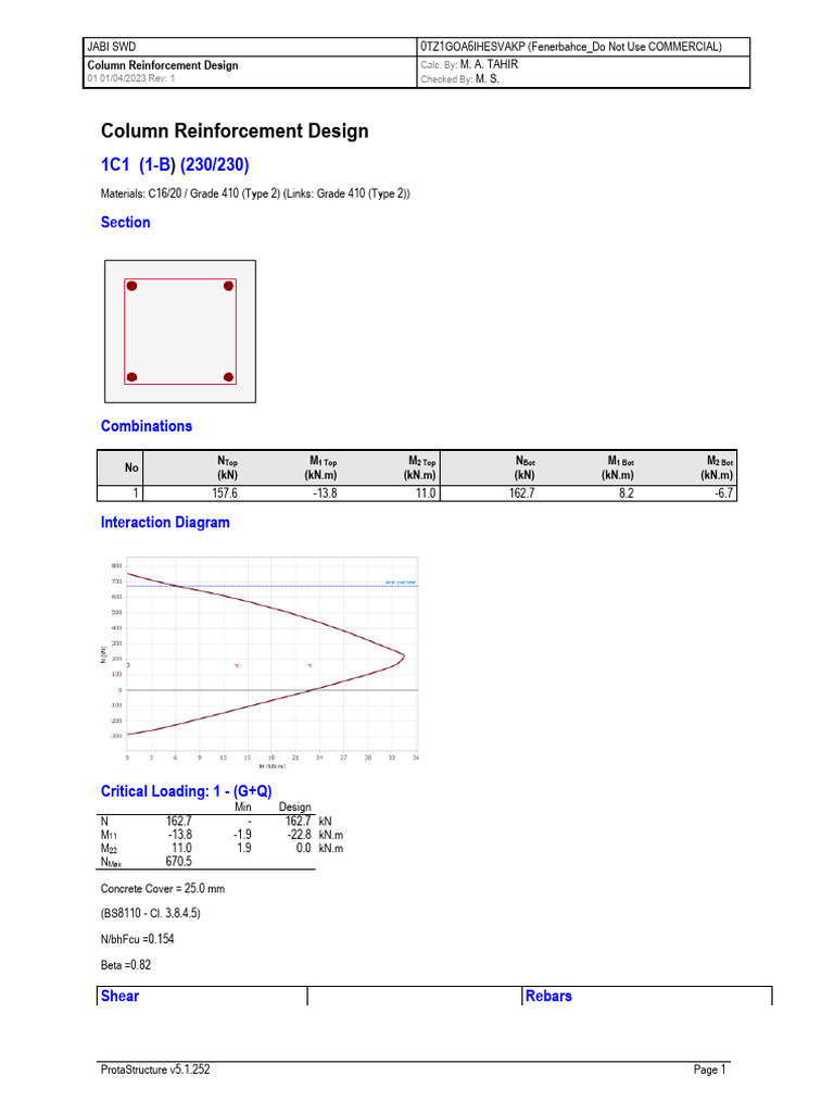 Column Reinforcement Design Report | PDF | Reinforced Concrete ...