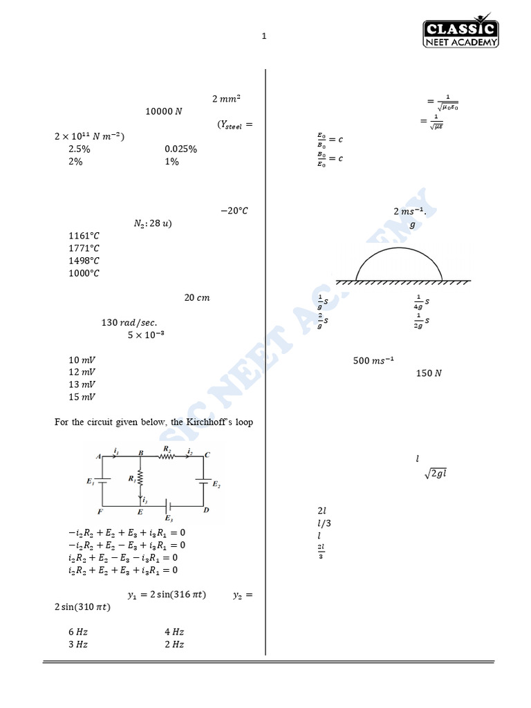 NEET Academy Physics Practice Questions | PDF | Force | Physical Phenomena