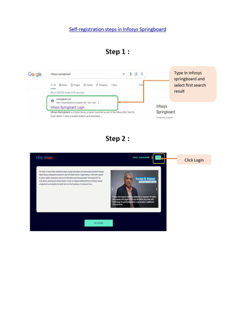 Infosys Springboard Registration Guide | PDF