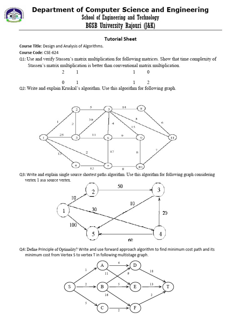 Design and Analysis of Algorithms Tutorial | PDF | Matrix (Mathematics ...