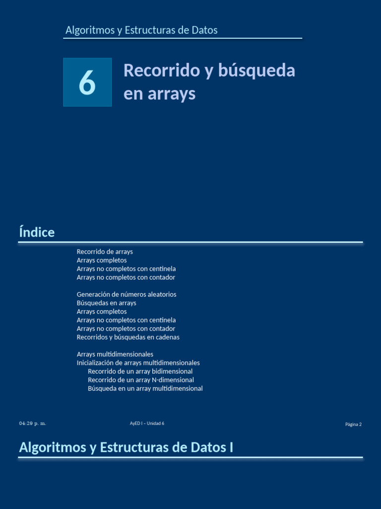 Recorrido y Búsqueda de Arrays | PDF | Programación de computadoras ...