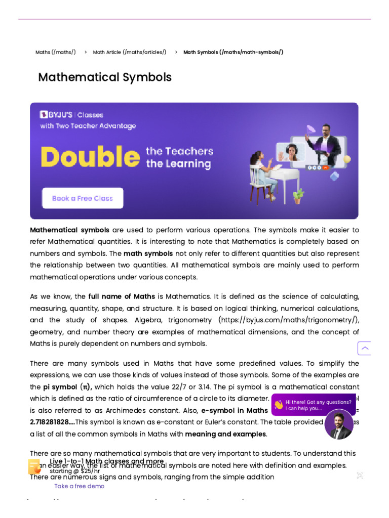 Comprehensive Guide to Math Symbols | PDF | Mathematics | Pi