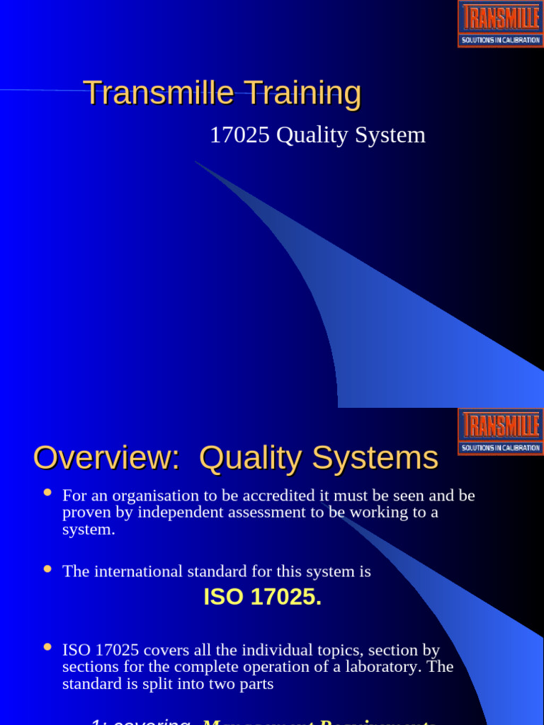Transmille Training 17025 Quality System | PDF | Calibration | Laboratories