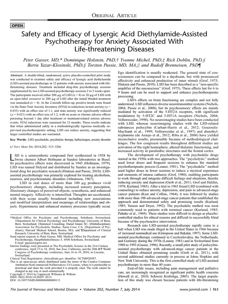LSD Therapy for Anxiety Relief | PDF | Psychedelic Drugs | Selective ...