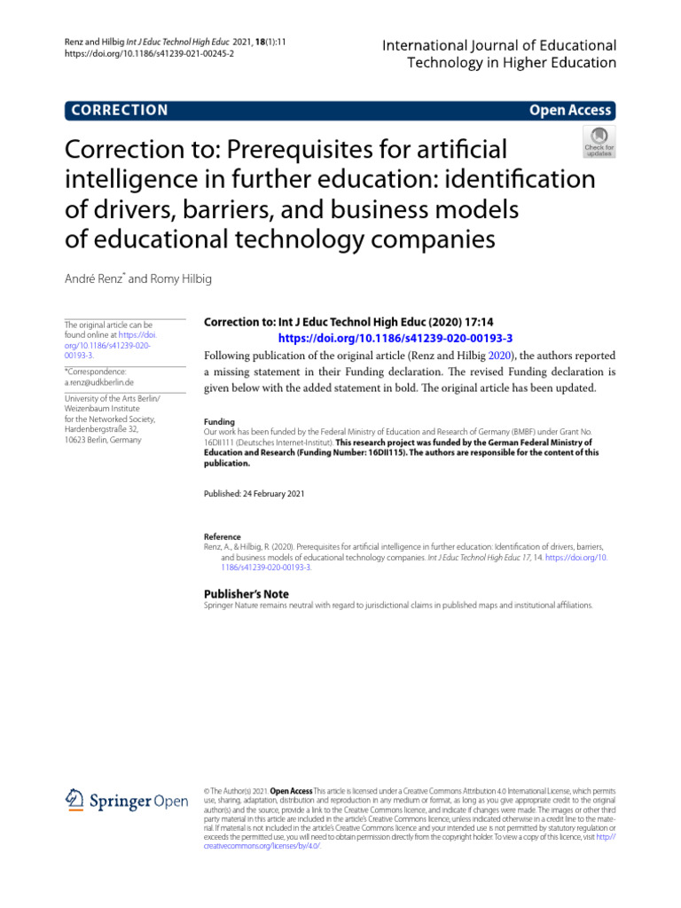 Correction To Prerequisites For Artificial Intelligence in Further ...