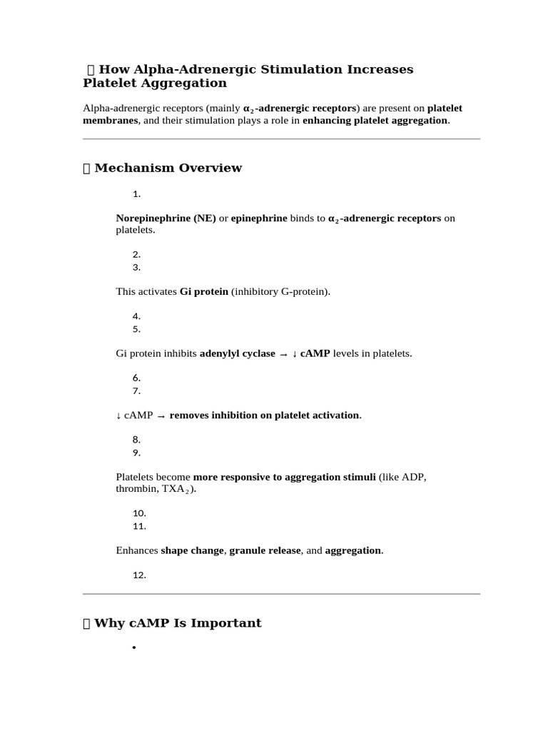 Platlet Aggregation by Alpha Adrenergic Stimulation | PDF