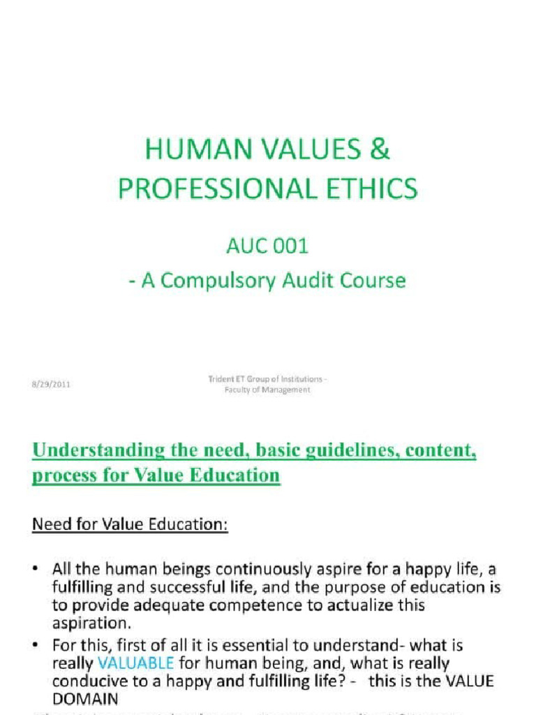 Human Values and Professional Ethics | PDF