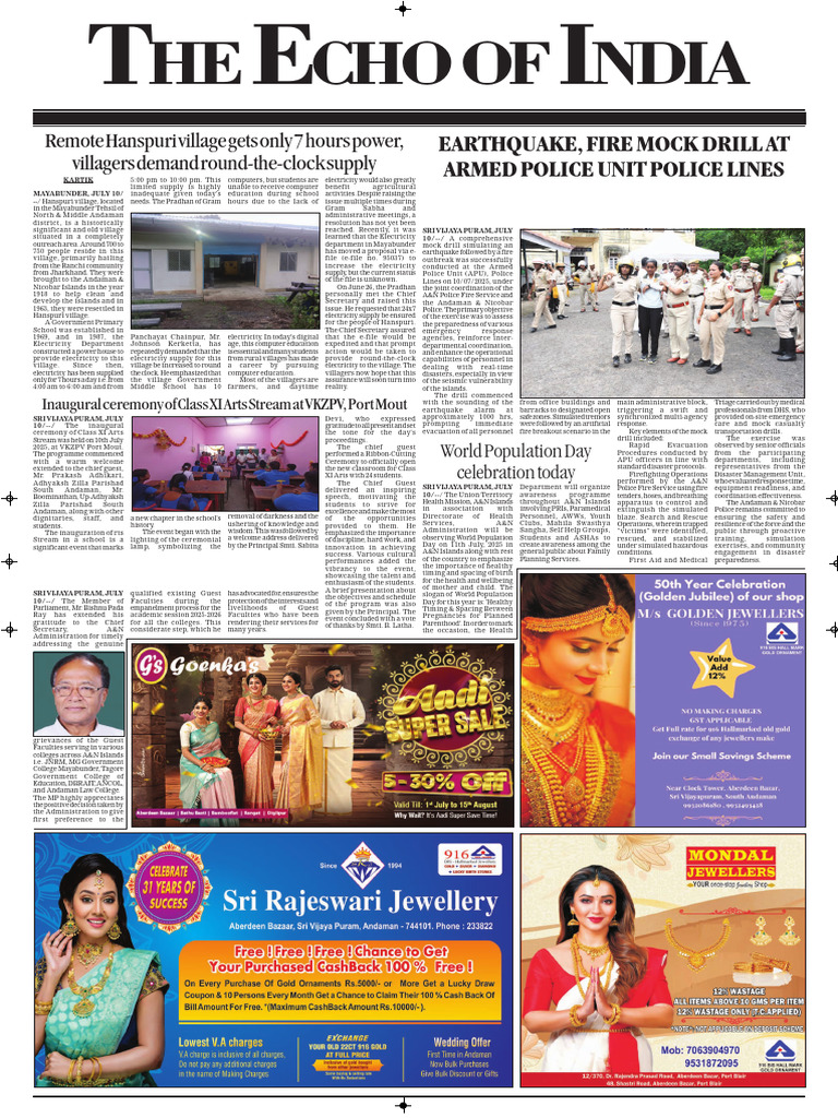 ECHO PORT BLAIR Kolkata Delhi Sikkim North | PDF | Politics Of India