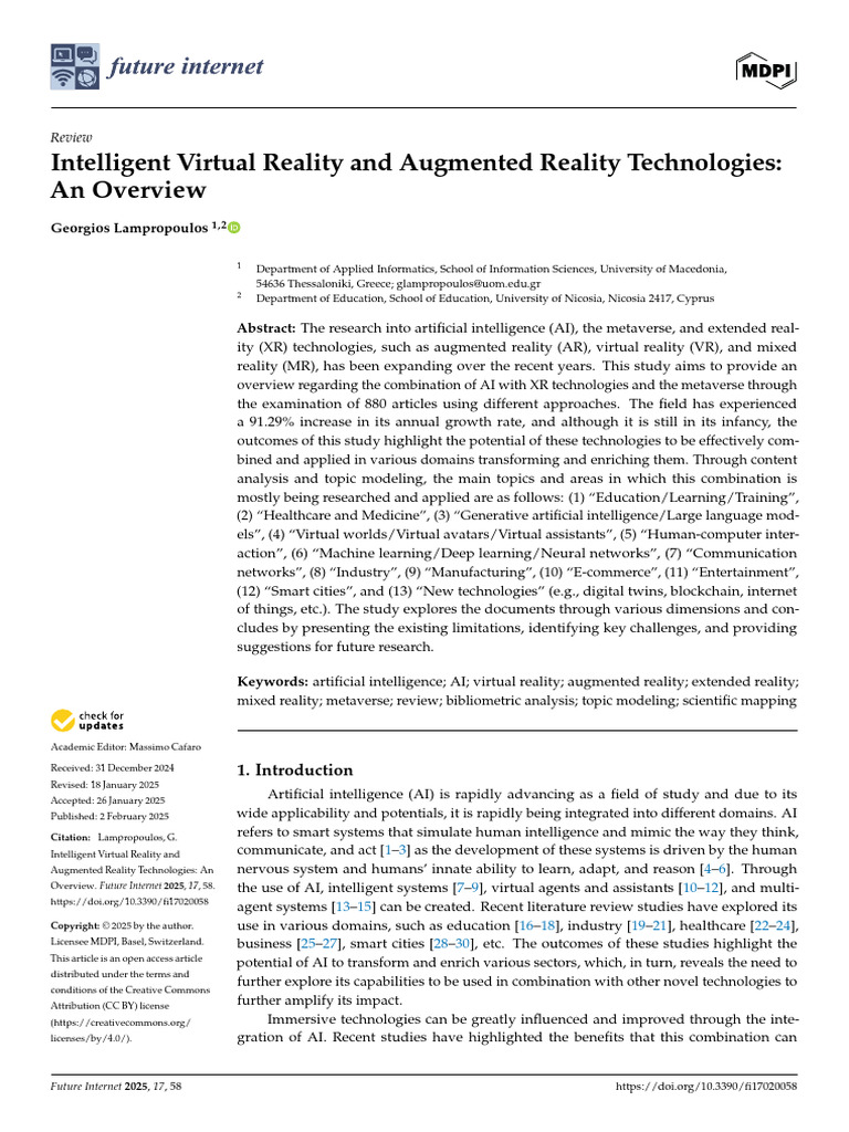 AI in Virtual and Augmented Reality Overview | PDF | Augmented Reality ...