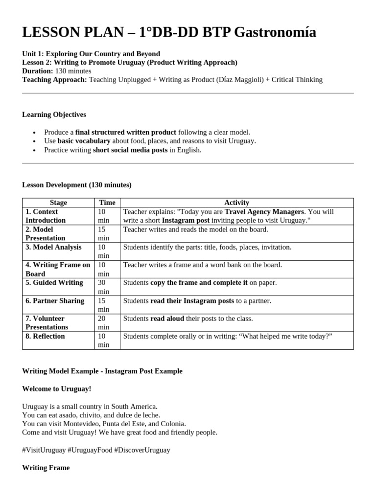 Unit 1 Lesson Plan 2 | PDF | Uruguay | Human Communication