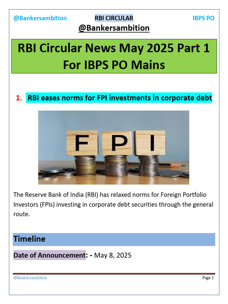 RBI Circular May 2025 Part 1 | PDF | Banks | Loans