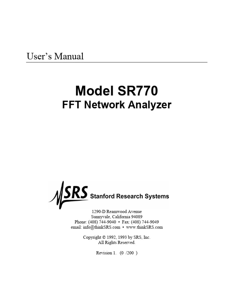 SR770 FFT Network Analyzer Manual | PDF | Mains Electricity | Power Supply
