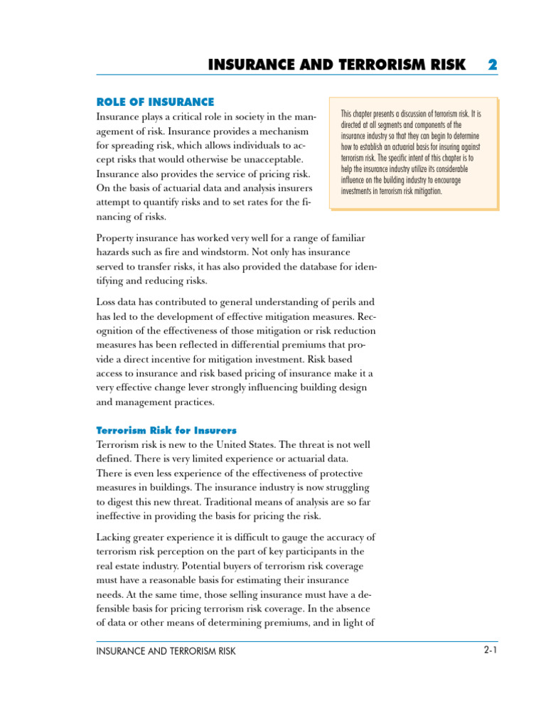 Understanding Terrorism Risk Insurance | PDF | Insurance | Risk
