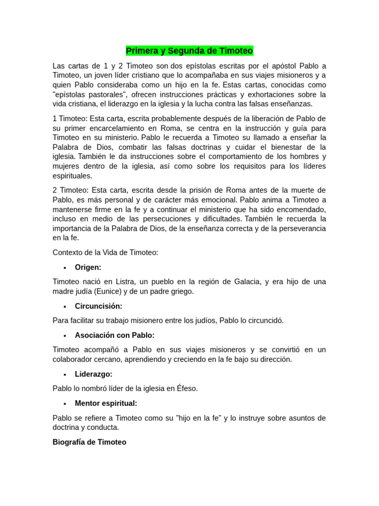 Timoteo y Tito: Líderes de la Fe Cristiana | PDF | Pablo el apóstol ...