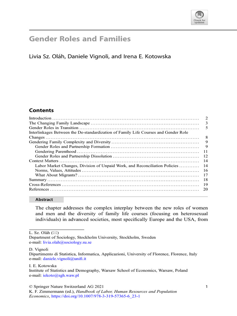 Gender Roles and Families | PDF | Family | Gender Role