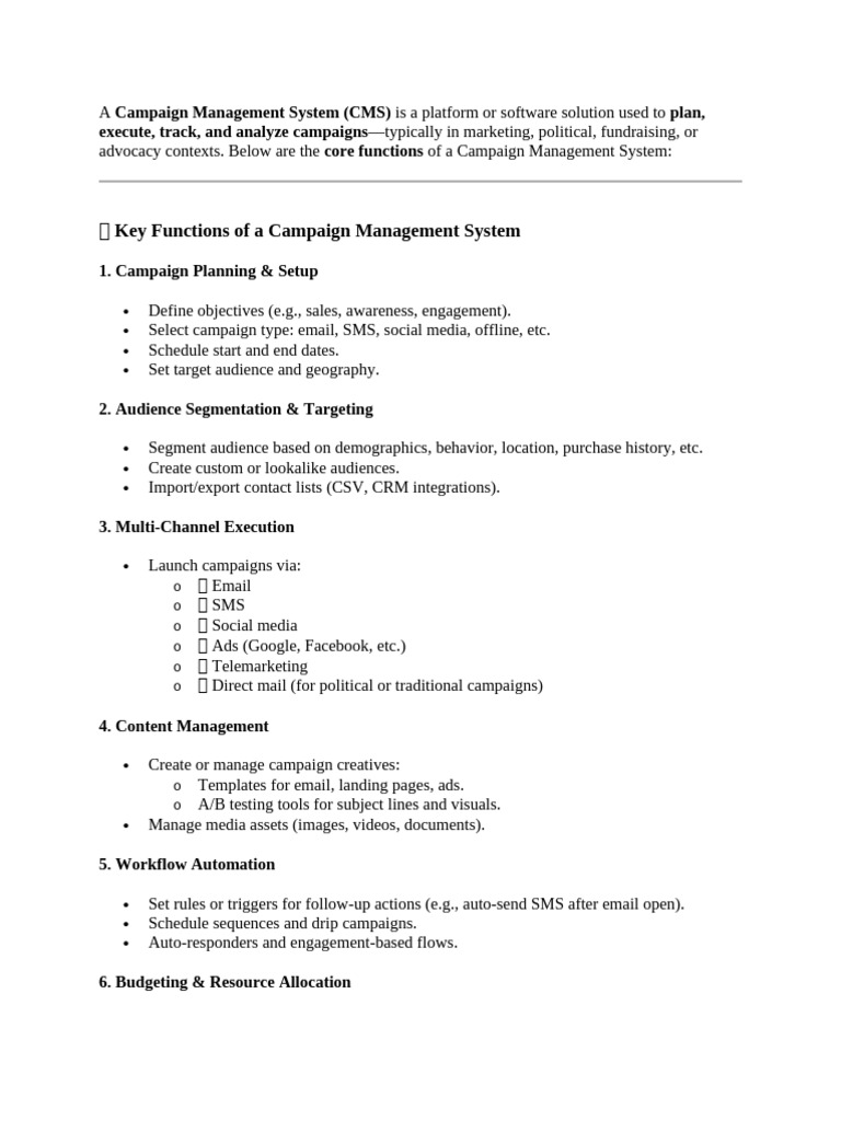Campaign Management System Overview | PDF | Customer Relationship ...