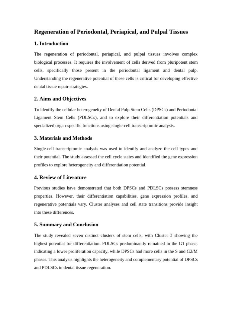 Dental Tissue Regeneration Insights | PDF