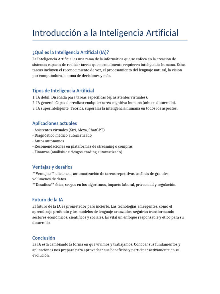 Introducción a la Inteligencia Artificial | PDF