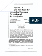 SERVQUAL - A Multiple-Item Scale For Measuring Consumer Perceptions of Service Quality