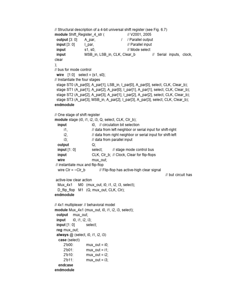 4-Bit Universal Shift Register Design | PDF