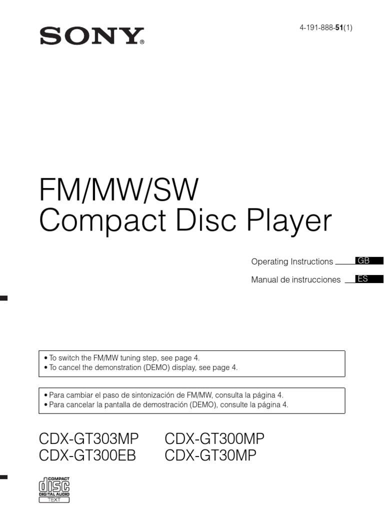Manual Sony Cdxgt300mp | Compact Disc | Equalization (Audio)