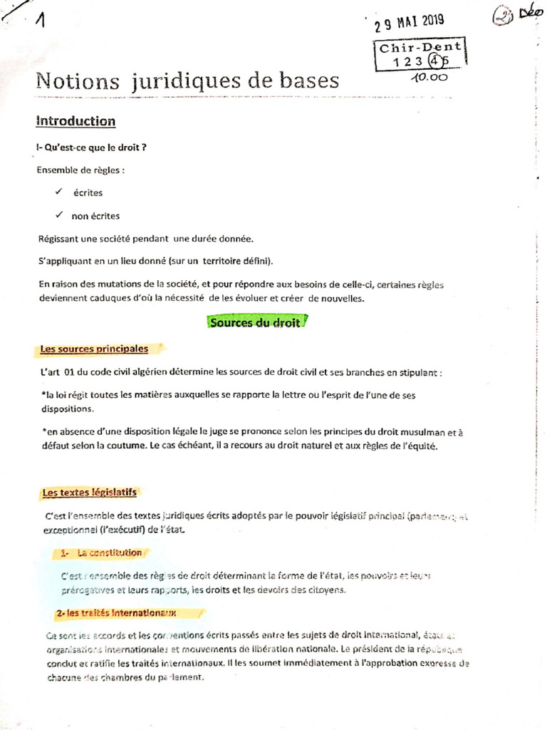 1 - Les Sources Du Droit | PDF