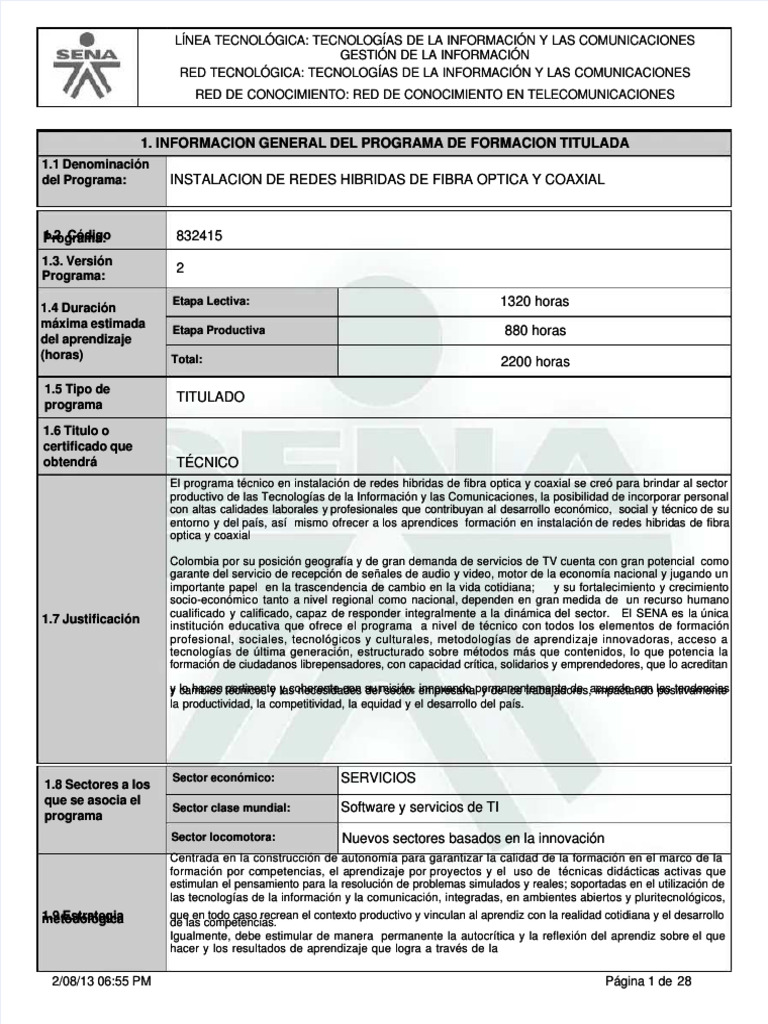 Programa Técnico en Redes Híbridas | PDF | Telecomunicaciones | Fibra ...