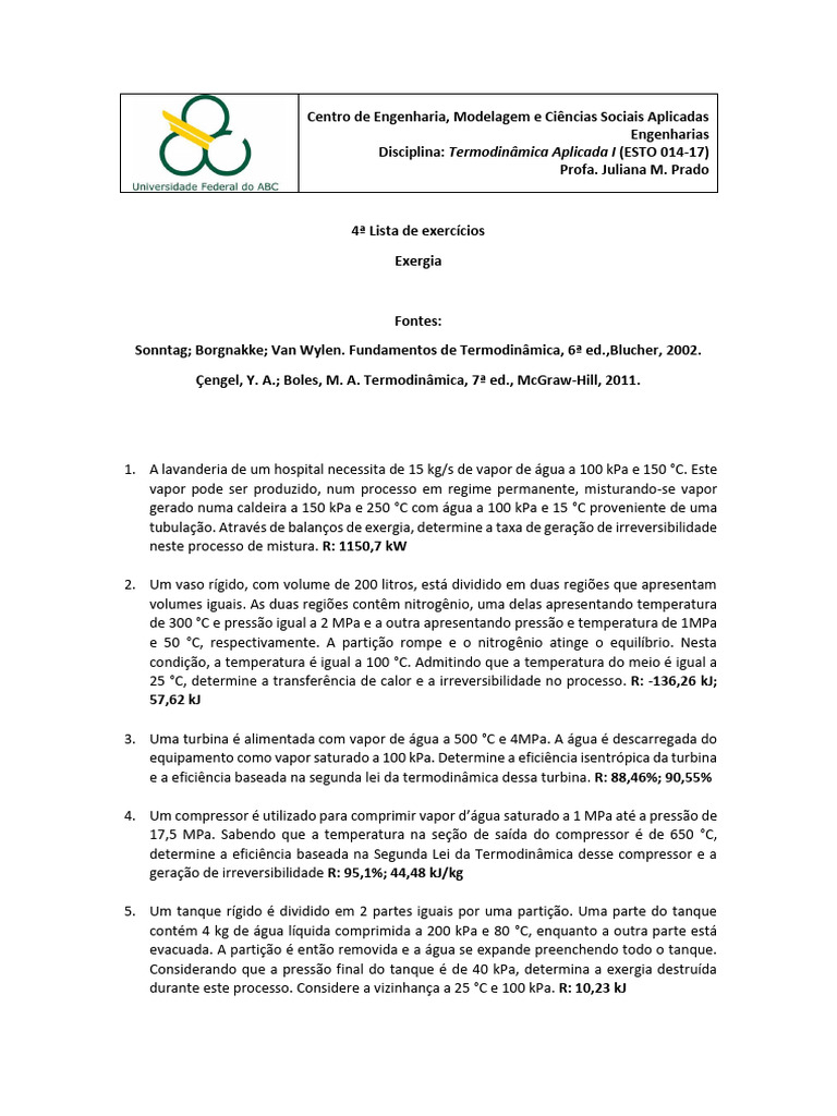Exergia Destruída em Processos Térmicos | PDF | Termodinâmica | Temperatura