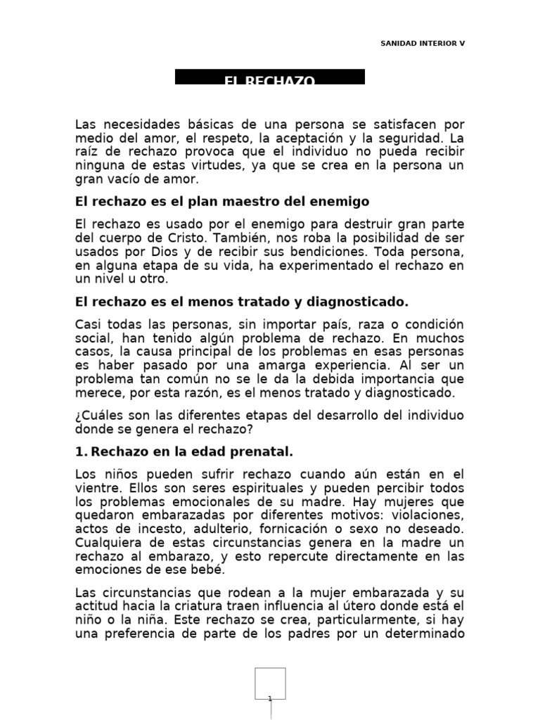 Efectos del Rechazo en la Vida Humana | PDF | Amor | Demonios