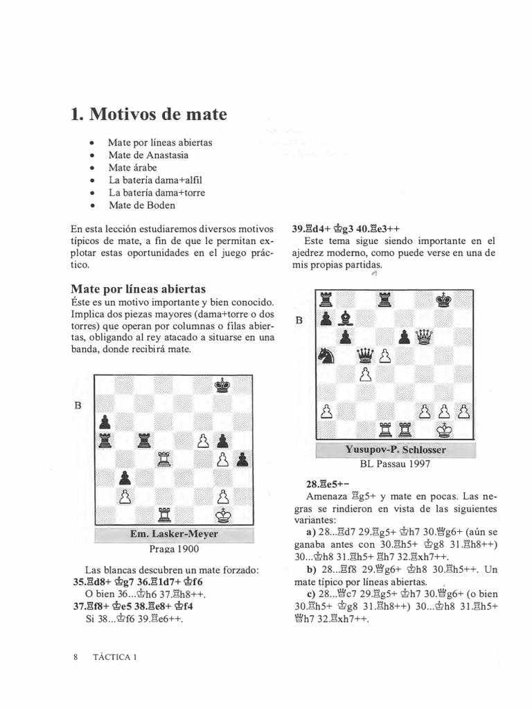 Motivos de Mate en Ajedrez | PDF | Juegos de mesa | Teoría del ajedrez