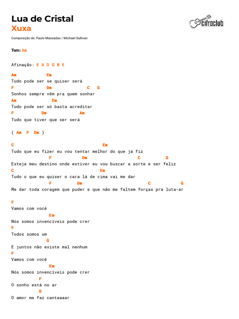 Letra e Cifras de Lua de Cristal | PDF | Música gravada