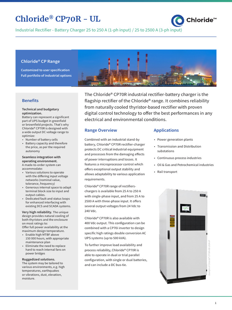 Chloride CP70R Charger Manual PDF | PDF | Rectifier | Battery Charger