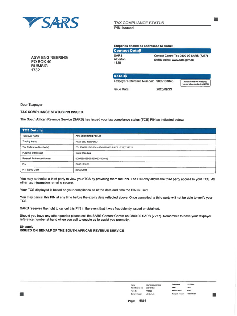 Tax Clearance Certificate September 2021 PDF | PDF