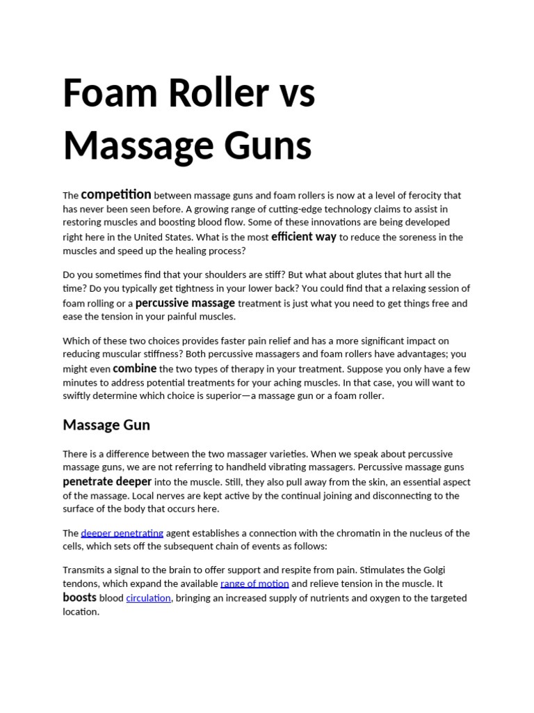 Massage Gun vs Foam Roller: Which Works? | PDF | Massage