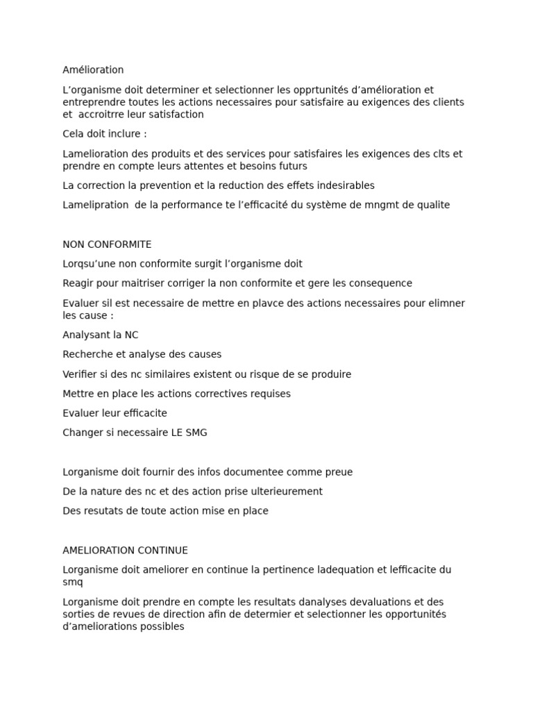 Amélioration continue et gestion des non-conformités | PDF