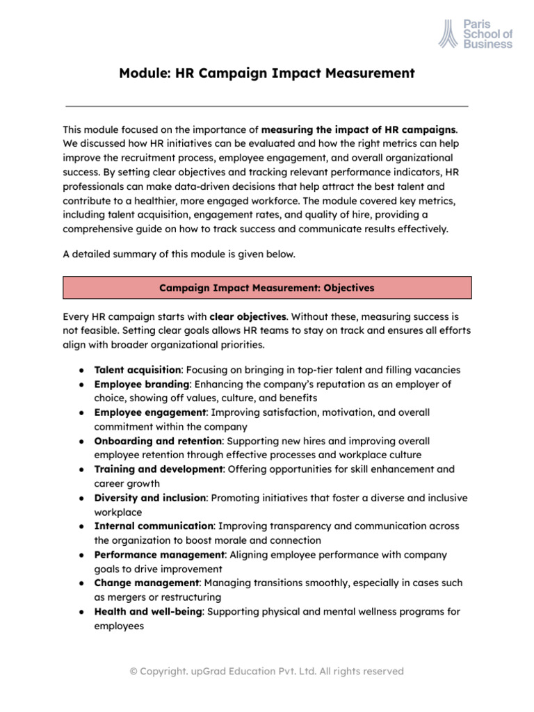 Module+9 +HR+Campaign+Impact+Measurement +Summary+Document | PDF ...