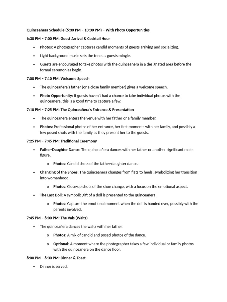 Quinceañera Schedule3 | PDF | Rituals | Ceremonies