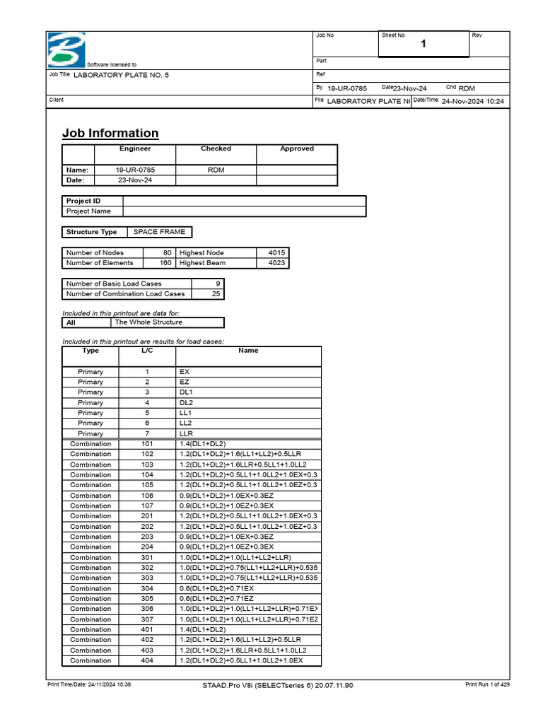 Laboratory Plate No. 5 Structural Data | PDF | Structural Engineering ...