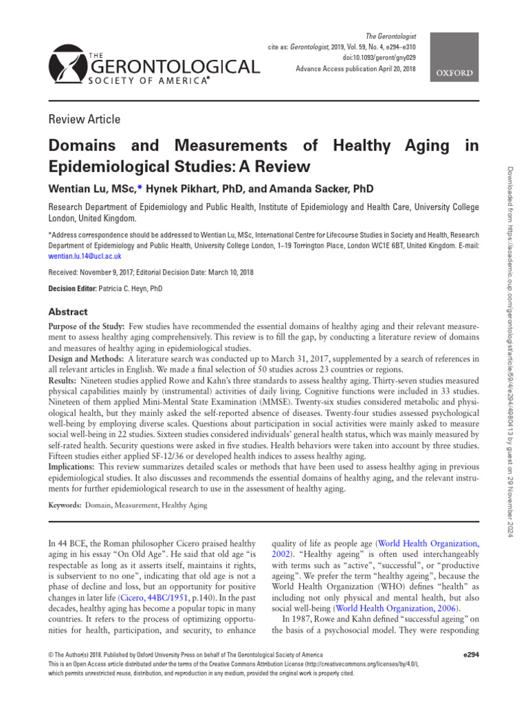 Healthy Aging: Domains and Measurements Review | PDF | Ageing | Well Being