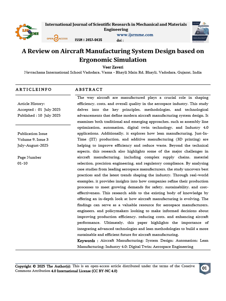 A Review On Aircraft Manufacturing System Design Based On Ergonomic ...