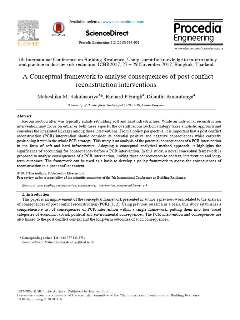 Post-Conflict Reconstruction Framework | PDF | Sustainability | Governance