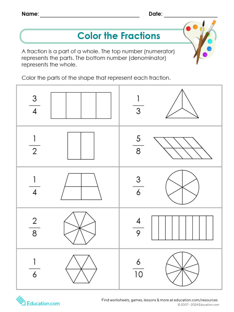 Color the Fractions Worksheet | PDF